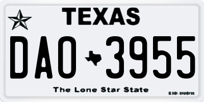 TX license plate DAO3955