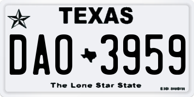 TX license plate DAO3959