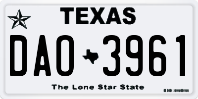 TX license plate DAO3961