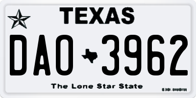 TX license plate DAO3962