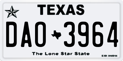 TX license plate DAO3964