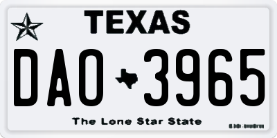 TX license plate DAO3965