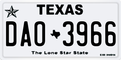 TX license plate DAO3966