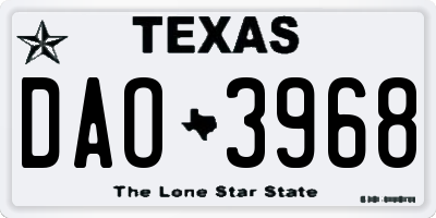 TX license plate DAO3968