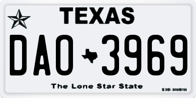 TX license plate DAO3969