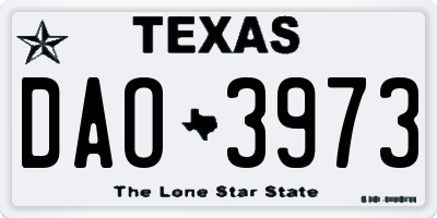 TX license plate DAO3973