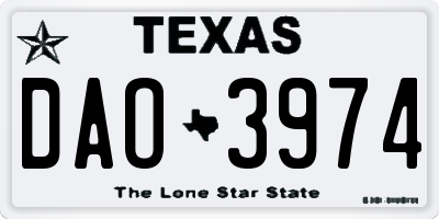 TX license plate DAO3974