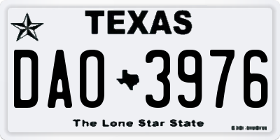 TX license plate DAO3976