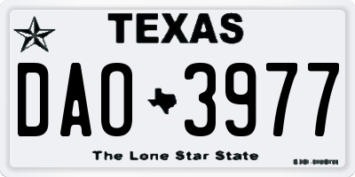 TX license plate DAO3977