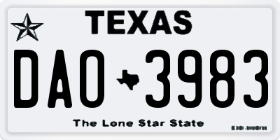 TX license plate DAO3983