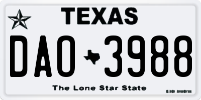 TX license plate DAO3988