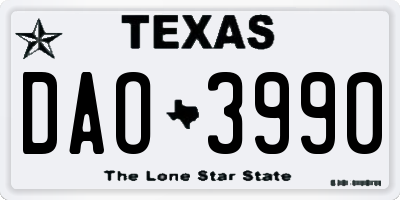 TX license plate DAO3990