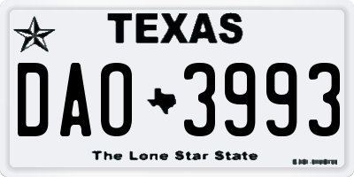 TX license plate DAO3993