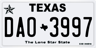 TX license plate DAO3997