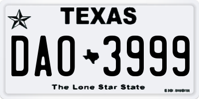 TX license plate DAO3999