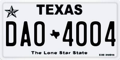 TX license plate DAO4004