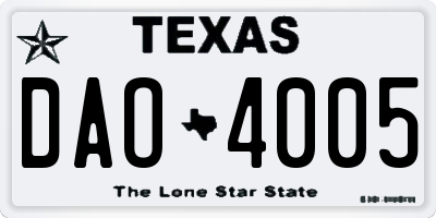 TX license plate DAO4005