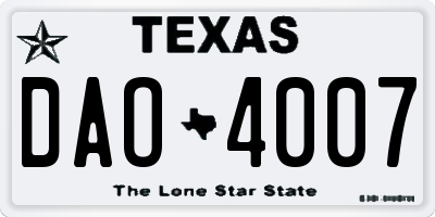 TX license plate DAO4007