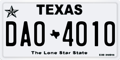 TX license plate DAO4010