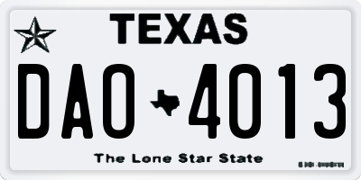 TX license plate DAO4013