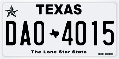 TX license plate DAO4015