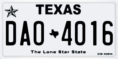 TX license plate DAO4016