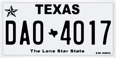 TX license plate DAO4017