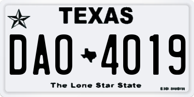 TX license plate DAO4019