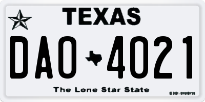 TX license plate DAO4021
