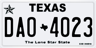 TX license plate DAO4023