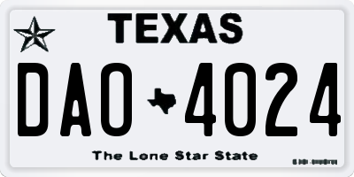 TX license plate DAO4024