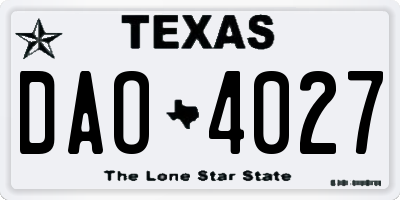 TX license plate DAO4027