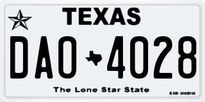 TX license plate DAO4028
