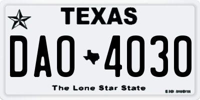 TX license plate DAO4030