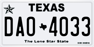 TX license plate DAO4033