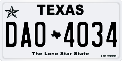TX license plate DAO4034