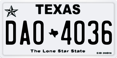 TX license plate DAO4036