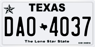 TX license plate DAO4037