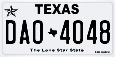 TX license plate DAO4048