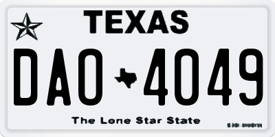TX license plate DAO4049