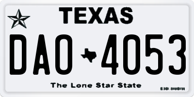 TX license plate DAO4053