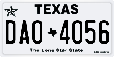 TX license plate DAO4056