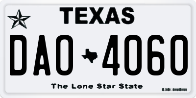 TX license plate DAO4060