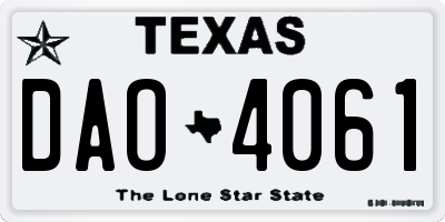 TX license plate DAO4061