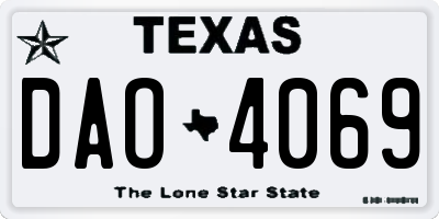 TX license plate DAO4069