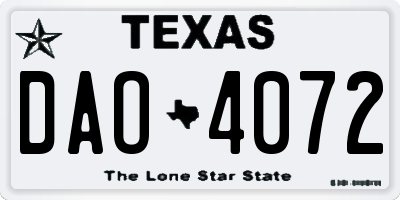 TX license plate DAO4072