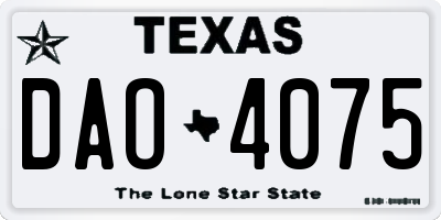 TX license plate DAO4075