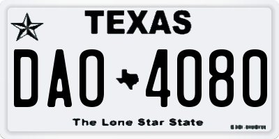 TX license plate DAO4080