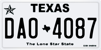 TX license plate DAO4087