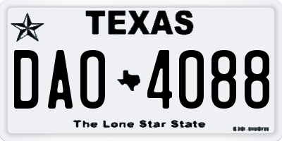 TX license plate DAO4088